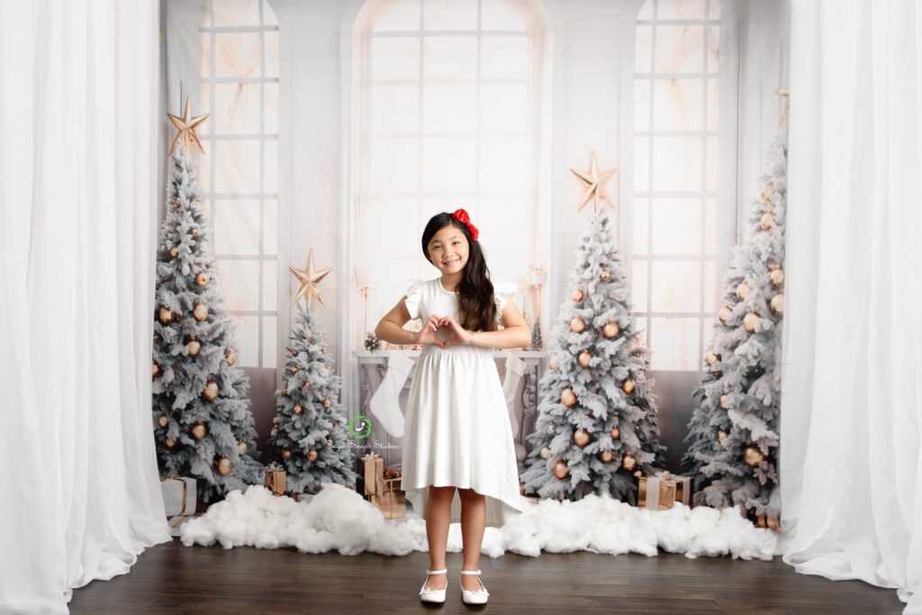 White indoor Christmas session